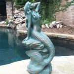 20" Sexy Mermaid Statue - Bronze Patina
