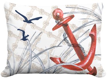 Red Ship Anchor Outdoor Pillow - Click to enlarge