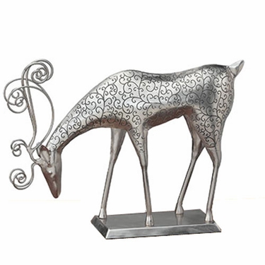 Silver Reindeer Feeding Decor w/Base - Click to enlarge