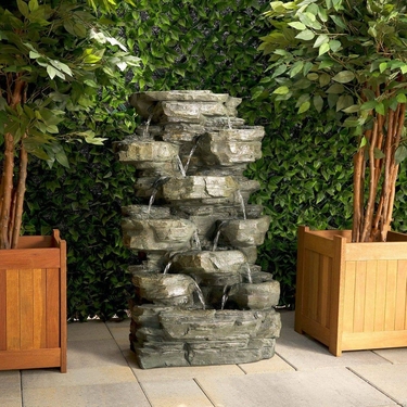 Slab Rock Cascading Fountain w/LED Lights - Click to enlarge