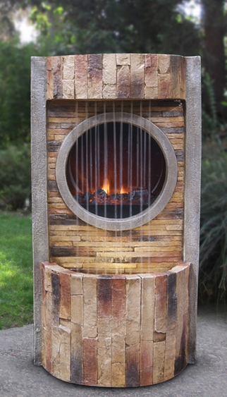 Slate Brick LED Fire & Water Fountain - Click to enlarge
