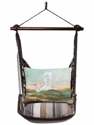 Slate Gray Egret Flying Serene Hammock Chair Swing Set - Click to enlarge