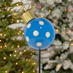Small Blue Polka Dot Christmas Ornament Garden Stake