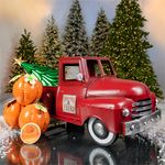 Small Multi-Holiday Iron Pickup Truck - Antique Red