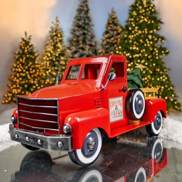 Small Red Truck w/Christmas Tree - Click to enlarge