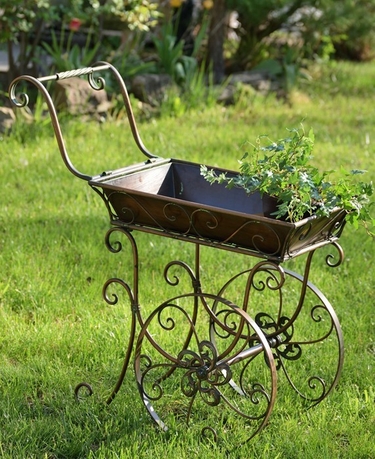 Small Victorian Flower Cart w/Moving Wheels - Click to enlarge