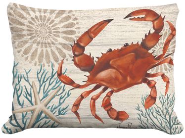 Snappy Crab w/Corals Outdoor Pillow - Click to enlarge
