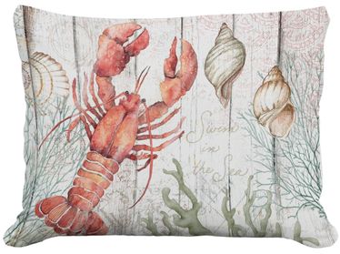 Snappy Lobster w/Seashells Outdoor Pillow - Click to enlarge