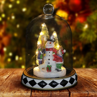 Snowman Christmas Dome w/LED Timer - Click to enlarge