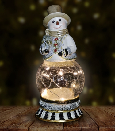 Snowman Firefly Globe w/Gift & Timer - Click to enlarge