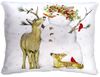 Snowman w/Deer Outdoor Pillow