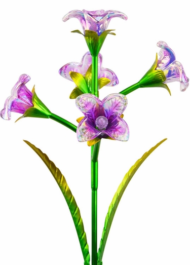 Solar 5 Glass Flowers Stake - Purple (Set of 2) - Click to enlarge