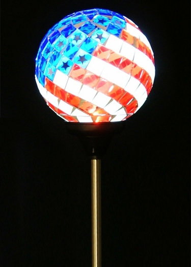 Solar Americana Mosaic Globe Garden Stake - Click to enlarge