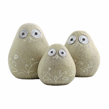 Solar Birds w/Light Up Eyes (Set of 3) - Beige - Click to enlarge
