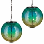 Solar Blue Globe Lanterns (Set of 2)