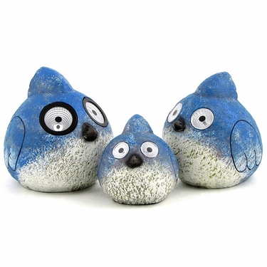 Solar Blue Jays w/Light Up Eyes (Set of 3) - Click to enlarge