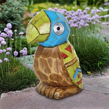 Solar Blue Tiki Parrot Statue - Click to enlarge