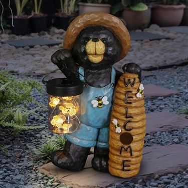 Solar Bumblebee Jar Bear Statue - Click to enlarge