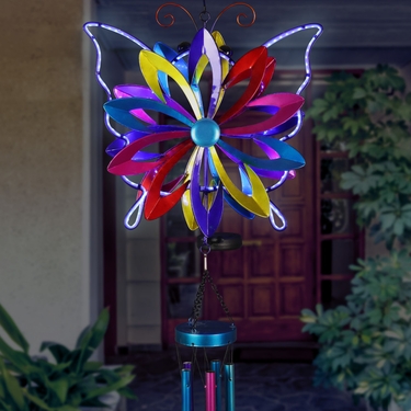 Solar Butterfly Spinner Wind Chime - Click to enlarge