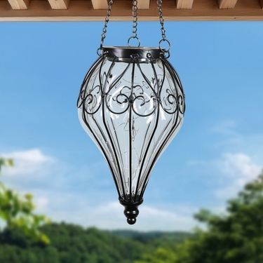 Solar Clear Glass Hanging Lantern - Click to enlarge