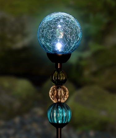 Solar Crackle Ball w/Beads Stake - Sea Blue - Click to enlarge