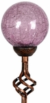 Solar Crackle Glass Finial Garden Stake - Lavender