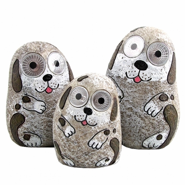 Solar Dogs w/Light Up Eyes (Set of 3) - Grey - Click to enlarge