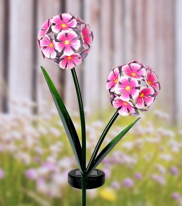 Solar Double LED Hydrangea Stake - Pink - Click to enlarge