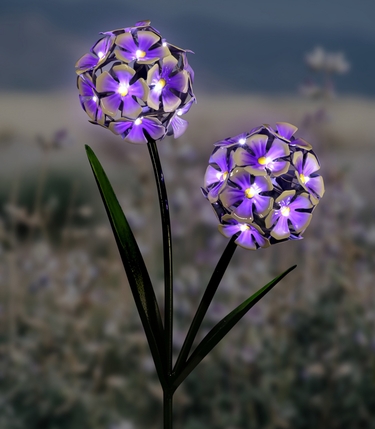 Solar Double LED Hydrangea Stake - Purple - Click to enlarge