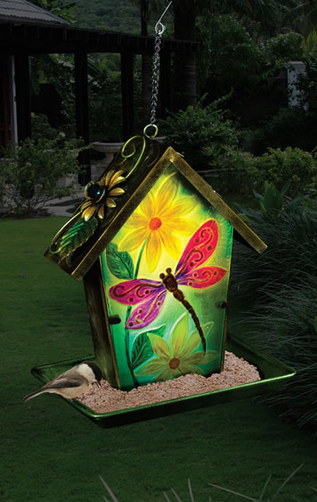 Solar Dragonfly Lantern Bird Feeder - Click to enlarge