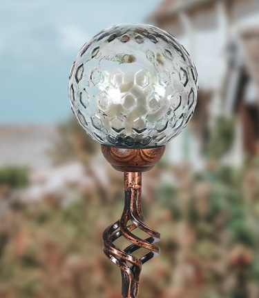 Solar Duo Tone Honeycomb Finial Garden Stake - Grey - Click to enlarge