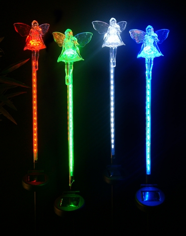 Solar Fairy Motion LED Stakes (Set of 4) - Click to enlarge