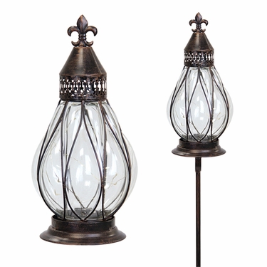 Solar Firefly Garden Stake/Lantern - Bronze  Teardrop - Click to enlarge