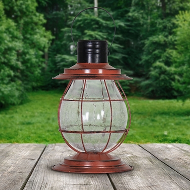 Solar Firefly Lantern w/Base - Rust - Click to enlarge