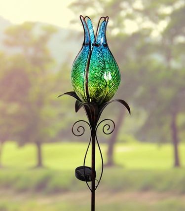 Solar Flower Bud Garden Stake - Blue - Click to enlarge