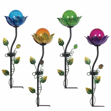 Solar Flower Bud Garden Stakes (Set of 4) - Click to enlarge