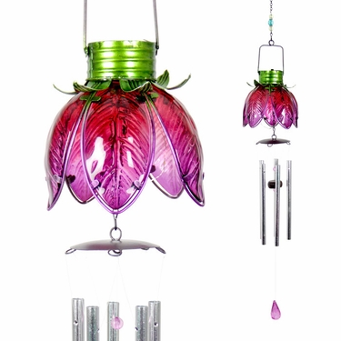 Solar Flower Chime - Pink - Click to enlarge