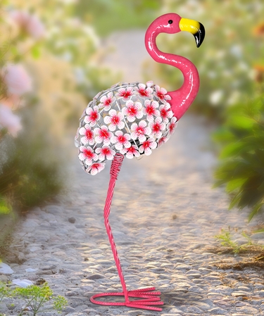 Solar Flower Flamingo Statue - Click to enlarge