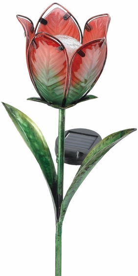 Solar Glass Flower - Red Tulip - Click to enlarge