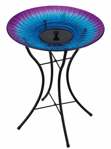 Solar Fountain/Birdbath & Stand - Purple Life - Click to enlarge