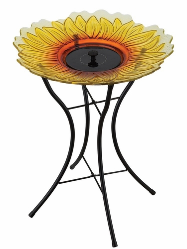 Solar Fountain/Birdbath & Stand - Sunflower - Click to enlarge