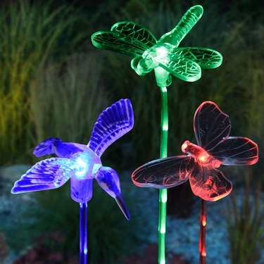 Solar Friends w/LED Garden Stakes (Set of 3) - Click to enlarge