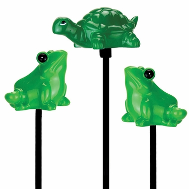 Solar Frogs & Turtle Garden Stakes (Set of 3) - Click to enlarge