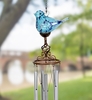 Solar Glass Bird Windchime - Lt Blue