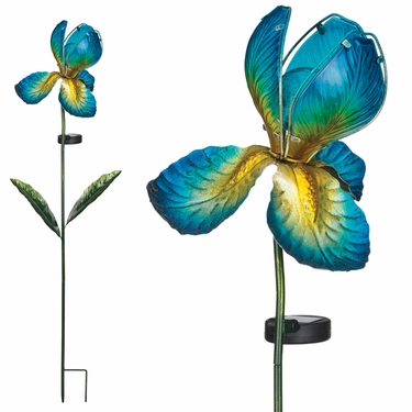 Solar Glass Flower - Blue Iris - Click to enlarge