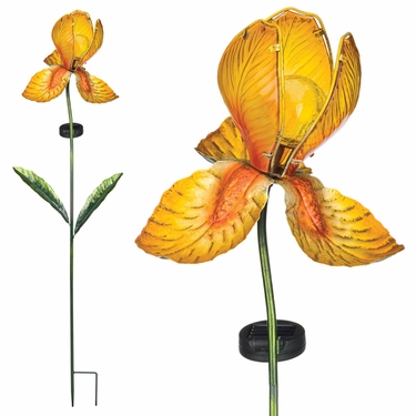 Solar Glass Flower - Yellow Iris - Click to enlarge