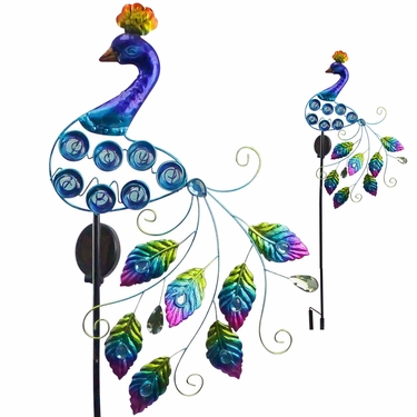 Solar & Glass Garden Peacock Stake - Click to enlarge