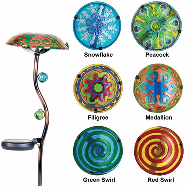 Solar Glass Mushroom  - Peacock - Click to enlarge