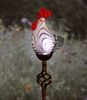 Solar Glass Rooster Garden Stake