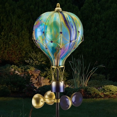 Solar Glass Swirl Balloon Spinner Stake - Green - Click to enlarge